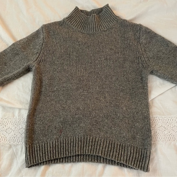 Brandy Melville Cropped Sweater Mock Neck Gray Wool Blend Chunky Knit Winter - Picture 3 of 7